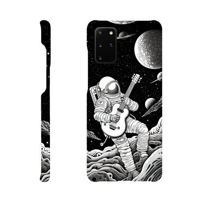 Space Serenade: Monochromatic Astronaut Guitarist in Space Phone Case