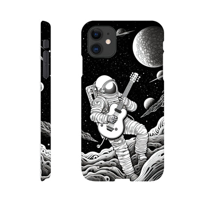 Space Serenade: Monochromatic Astronaut Guitarist in Space Phone Case