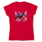 red t-shirt with a New Zealand Kokako bird print