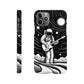 Galactic Harmony: Op Art Astronaut Guitarist Monochromatic Slim Phone Case