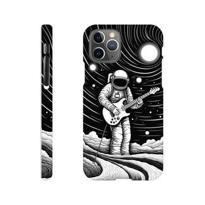Galactic Harmony: Op Art Astronaut Guitarist Monochromatic Slim Phone Case