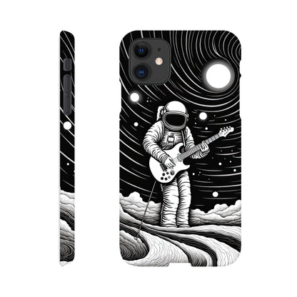 Galactic Harmony: Op Art Astronaut Guitarist Monochromatic Slim Phone Case