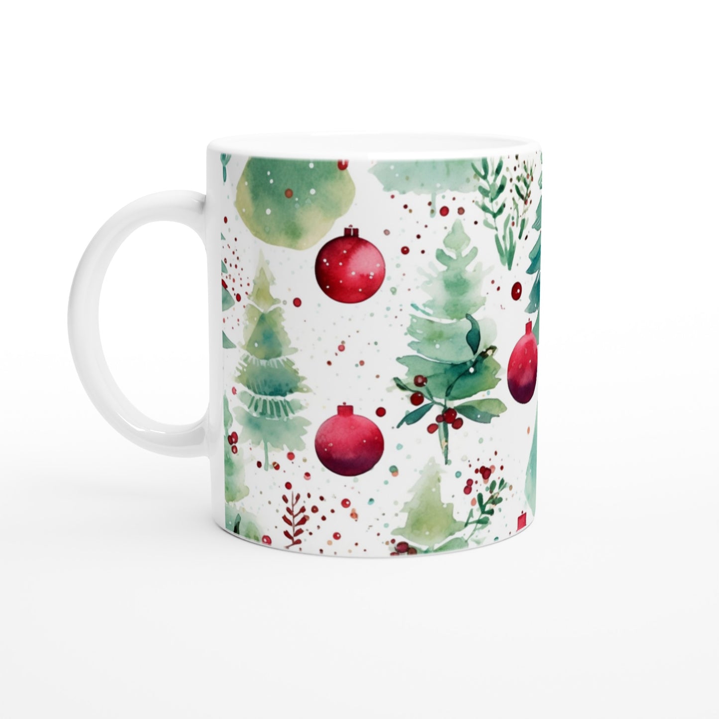 11oz Coffee mug with christmas tree & baubles print