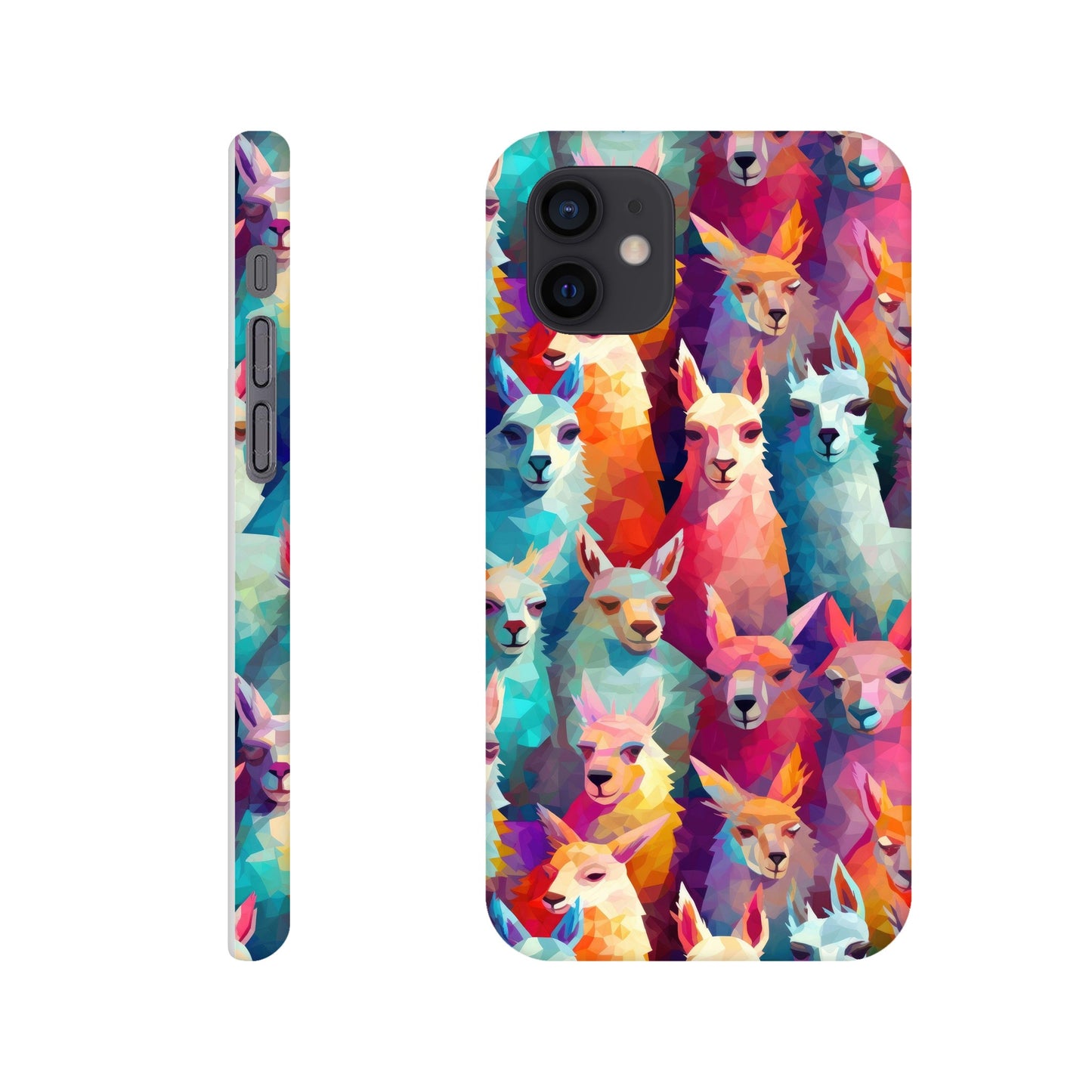 Vibrant Llama Delight: Slim Phone Case with Colorful Llama Pattern