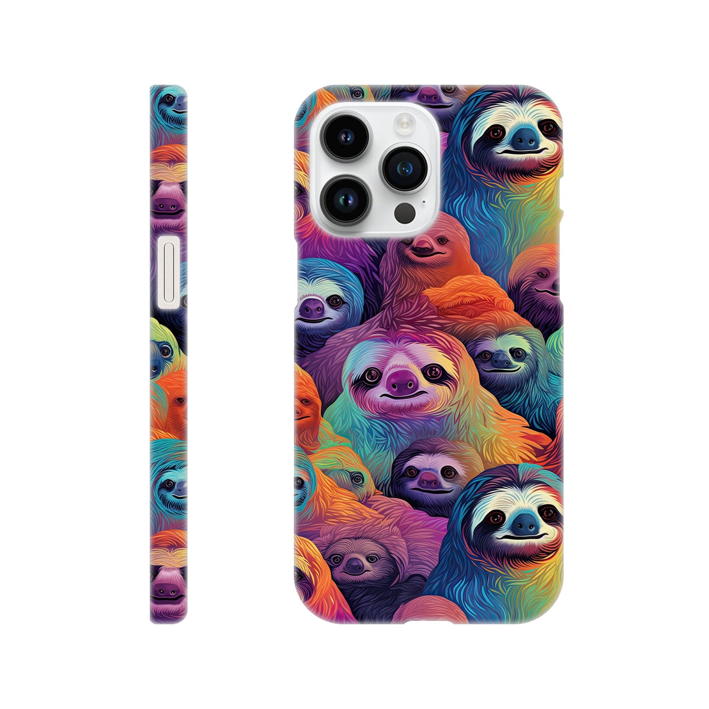 Slothful Delight: Multicolored Slim Phone Case for the Stylish and Playful