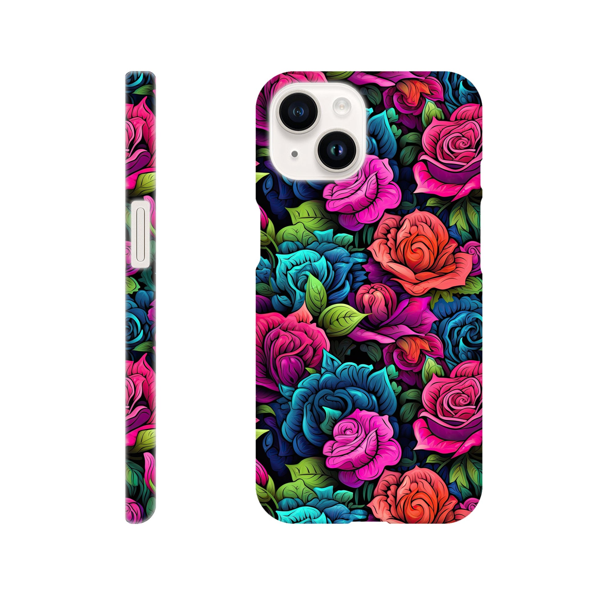 slim phone case with colorful roses all over print