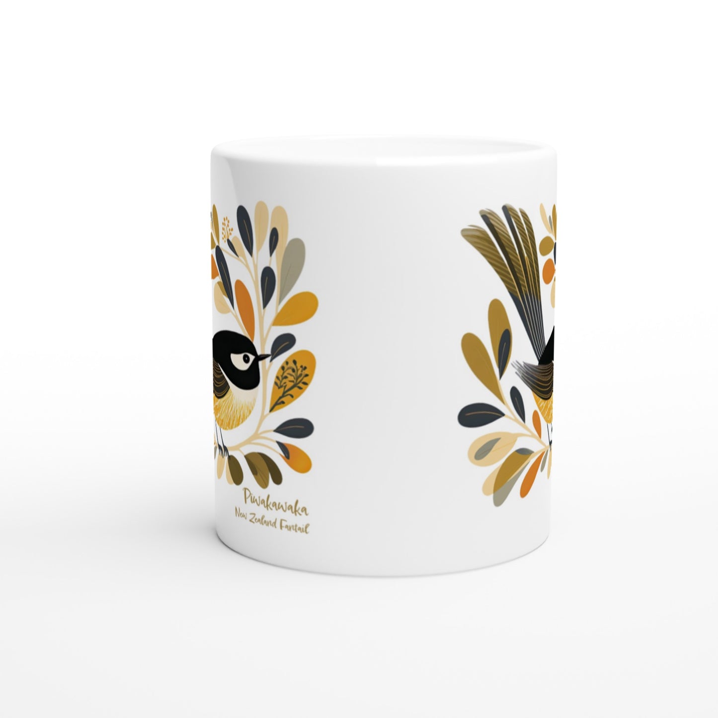 Pīwakawaka Fantail Bird 11oz Ceramic Mug: Embrace the Beauty of New Zealand's Wildlife