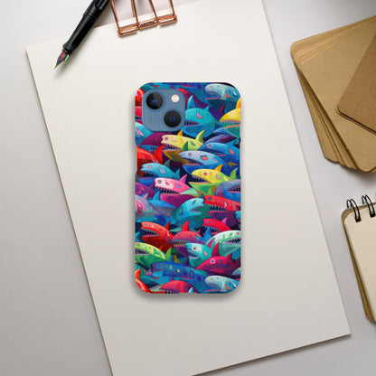 Vibrant Sharks: Slim Multicolored Phone Case - Protect and Flaunt in Style!