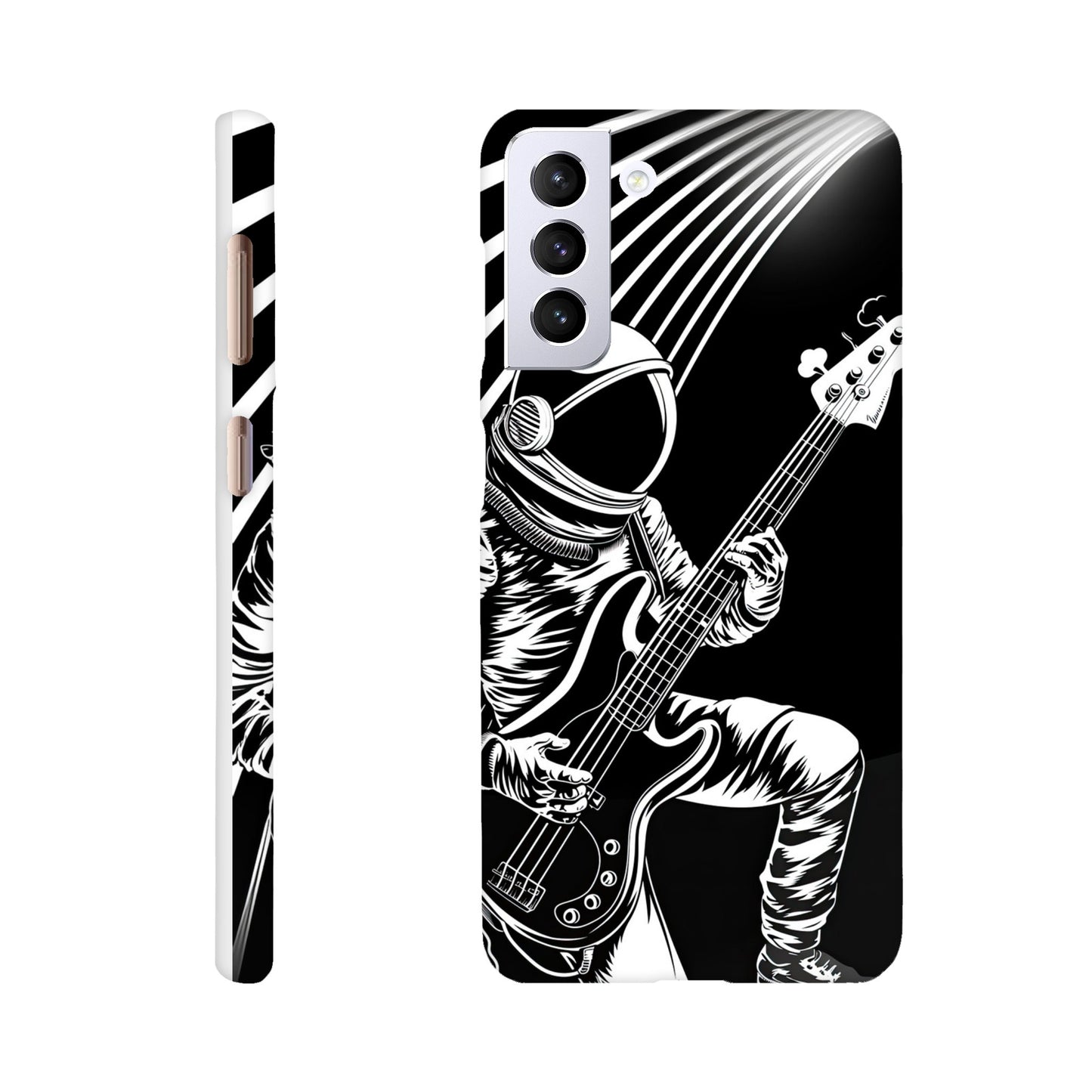 Galactic Groove: Slim Phone Case with Spaceman Bassist Design