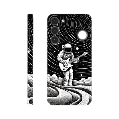 Galactic Harmony: Op Art Astronaut Guitarist Monochromatic Slim Phone Case