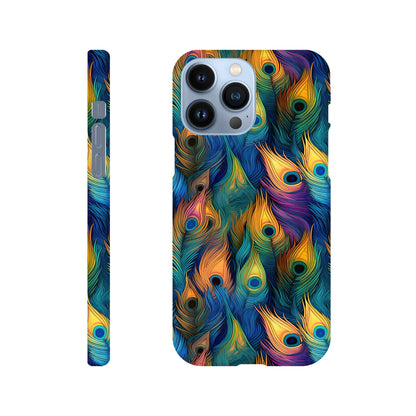 Feathered Elegance: All-Over Peacock Feather Slim Phone Case for Android and Apple