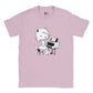 pink kids t-shirt with cute fox playing the piano print