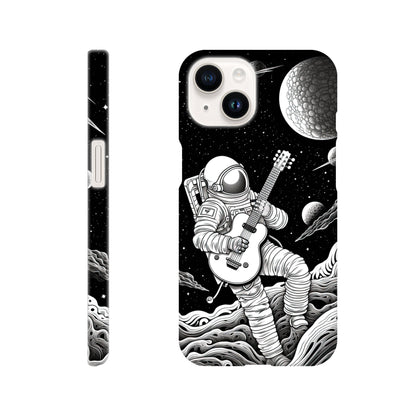 Space Serenade: Monochromatic Astronaut Guitarist in Space Phone Case