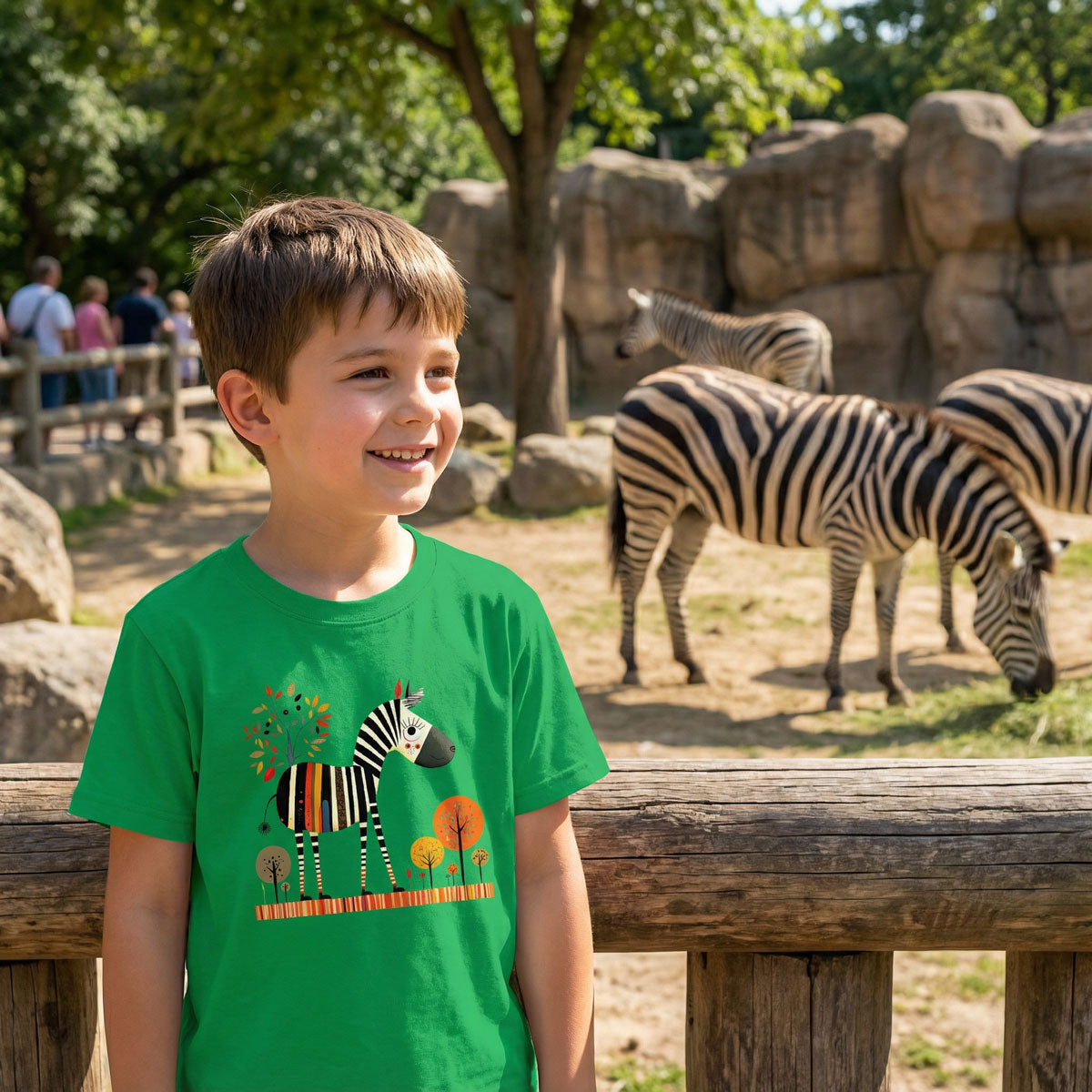 Make Your Little One Stand Out with Our Adorable Zebra Print Classic Kids Crewneck T-shirt!