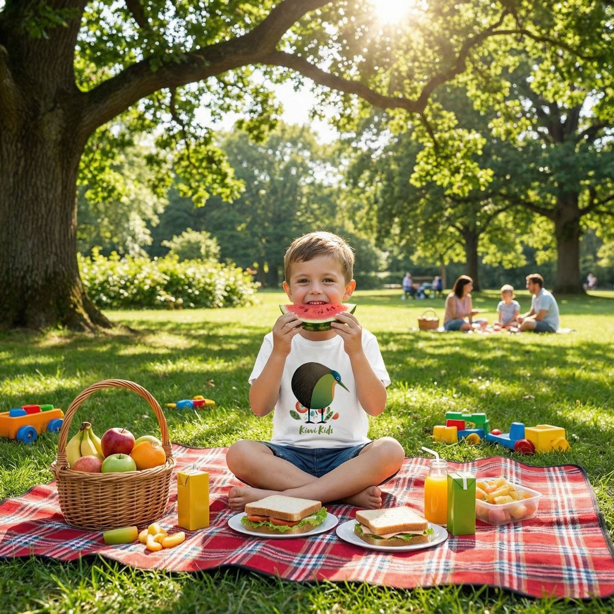 Classic Kids Crewneck T-Shirt with Cute New Zealand Kiwi Bird Print