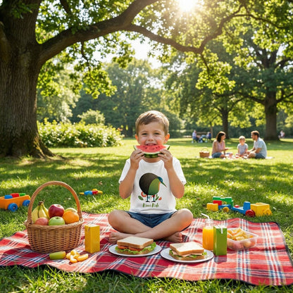 Classic Kids Crewneck T-Shirt with Cute New Zealand Kiwi Bird Print