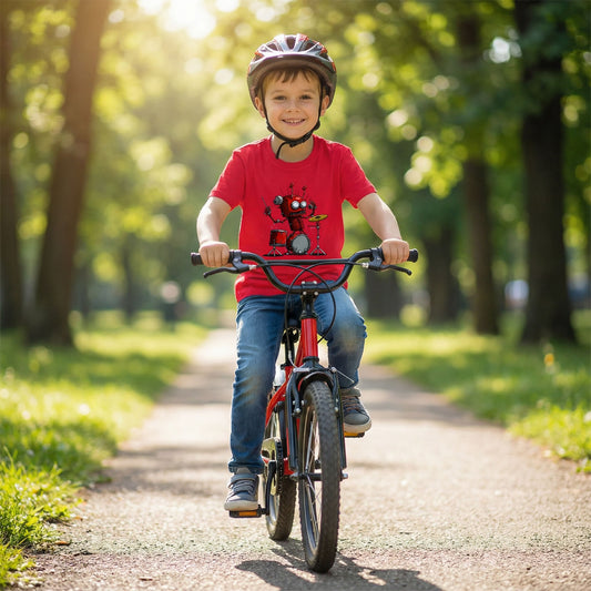 Rock the Stage with the Crazy Robot Playing the Drums Classic Kids Crewneck T-shirt!
