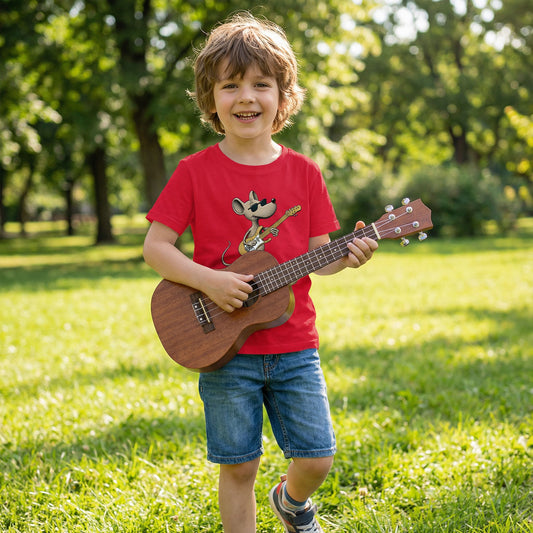 Cool Rat Playing Guitar Classic Kids Crewneck T-shirt