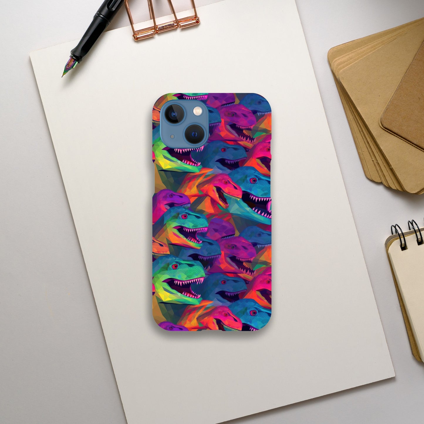 DinoVibe: Slim Phone Case with Colorful T-Rex Pattern - Unleash Playful Protection!