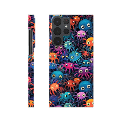 Vibrant Arachnid Elegance: Slim Phone Case with Colorful Hairy Spiders Pattern