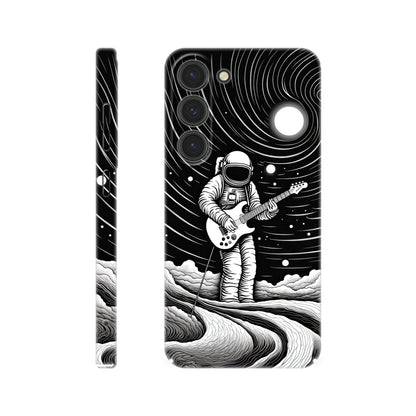 Galactic Harmony: Op Art Astronaut Guitarist Monochromatic Slim Phone Case