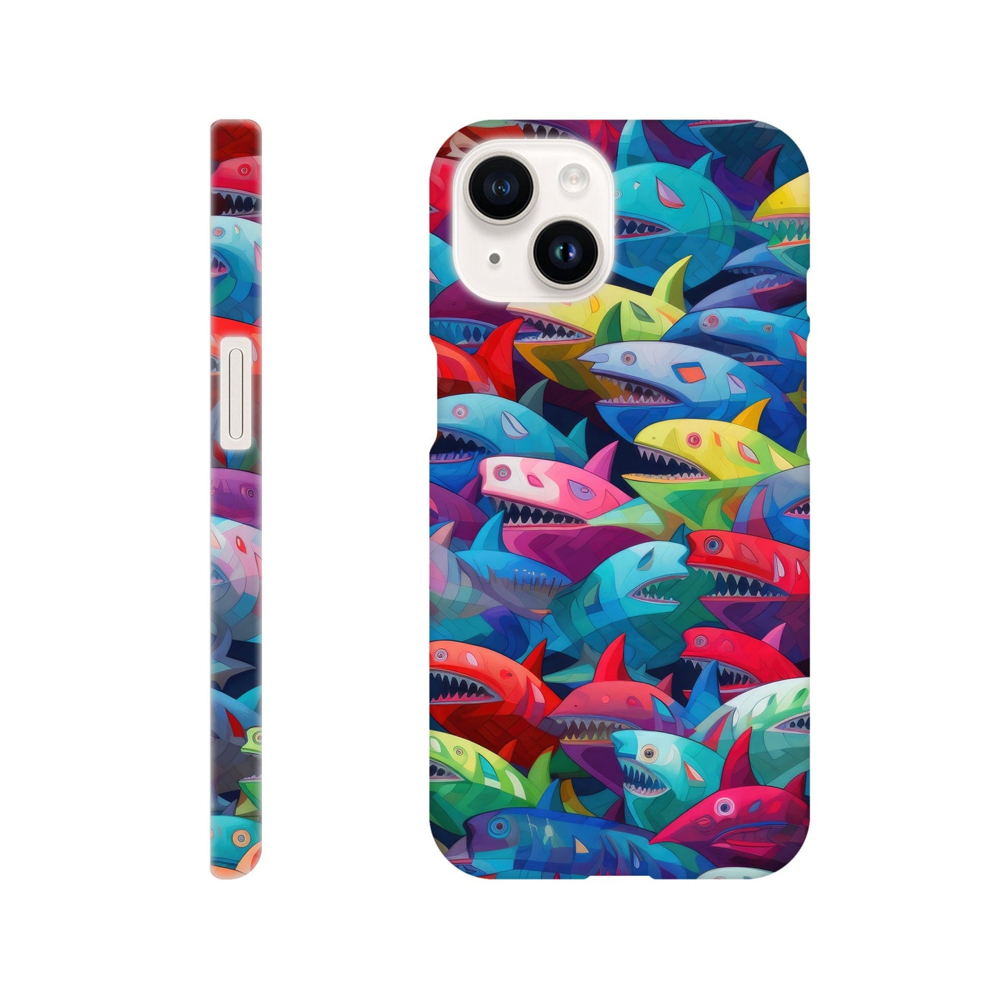Vibrant Sharks: Slim Multicolored Phone Case - Protect and Flaunt in Style!