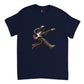 Navy blue t-shirt with a futuristic guitarist print