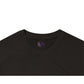 black t-shirt neck label with The Purple Melon logo