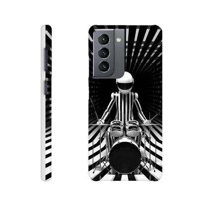 Galactic Grooves: Op-art Spaceman Drummer Slim Phone Case - Elevate Your Style to Cosmic Heights!