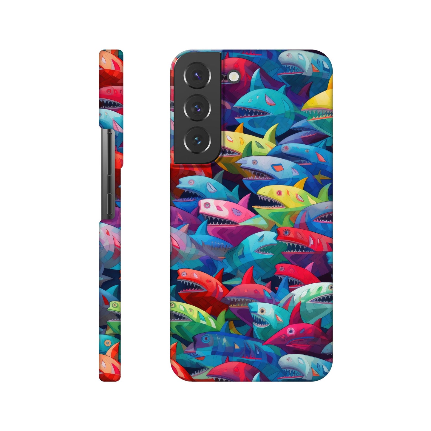 Vibrant Sharks: Slim Multicolored Phone Case - Protect and Flaunt in Style!