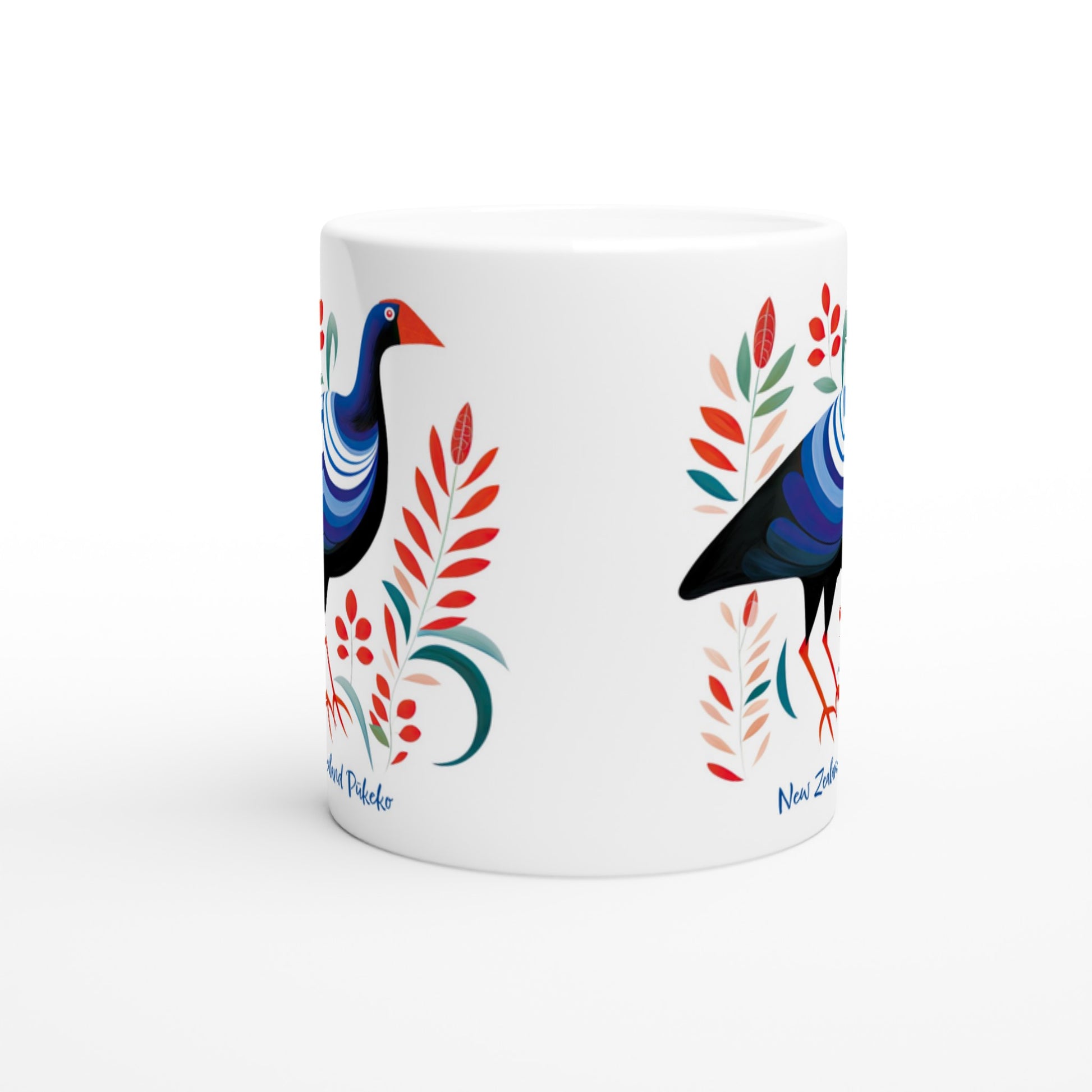 11oz coffee mug with new zealand pukeko print