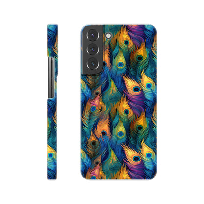 Feathered Elegance: All-Over Peacock Feather Slim Phone Case for Android and Apple