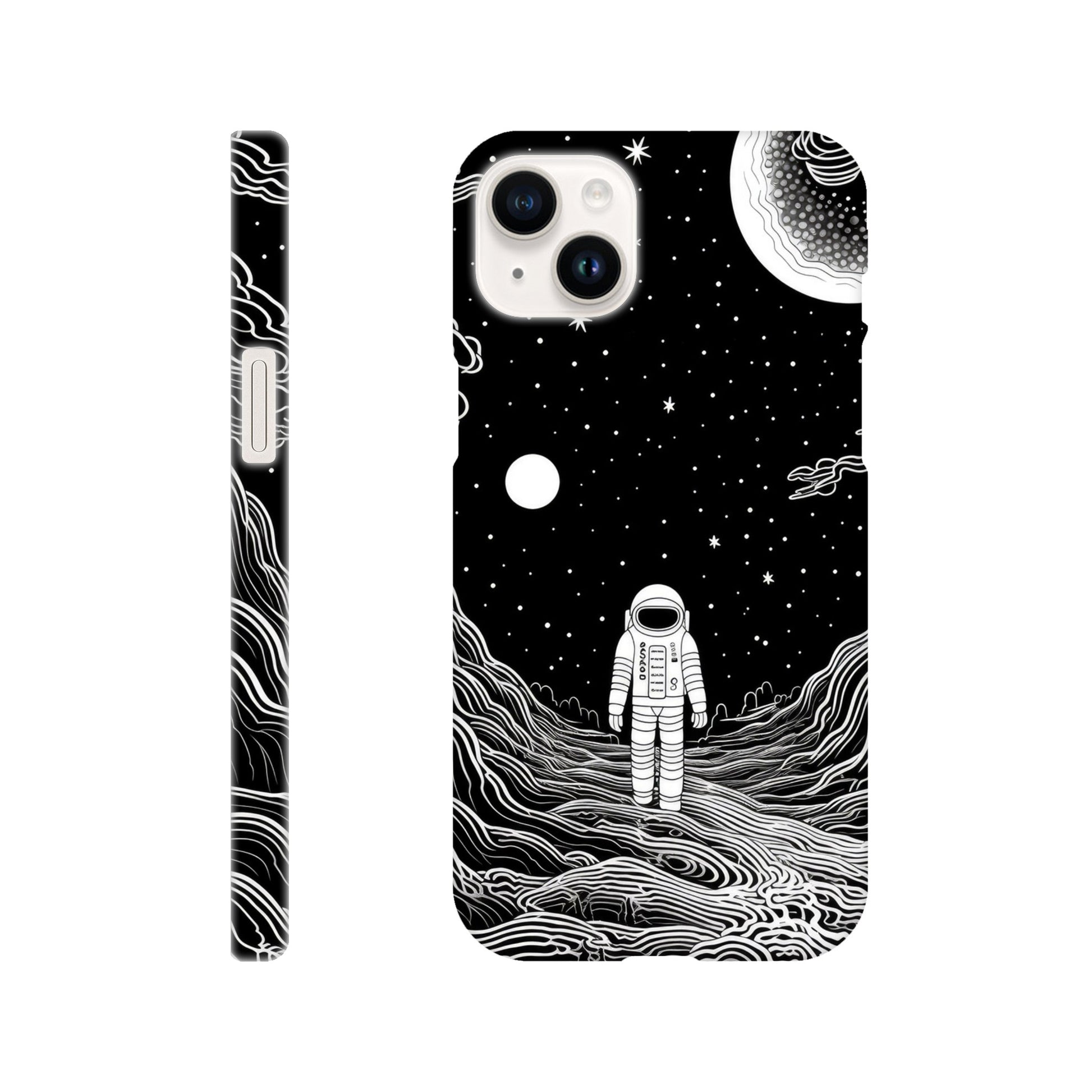 black and white slim spaceman phone case