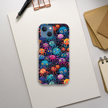 Vibrant Arachnid Elegance: Slim Phone Case with Colorful Hairy Spiders Pattern