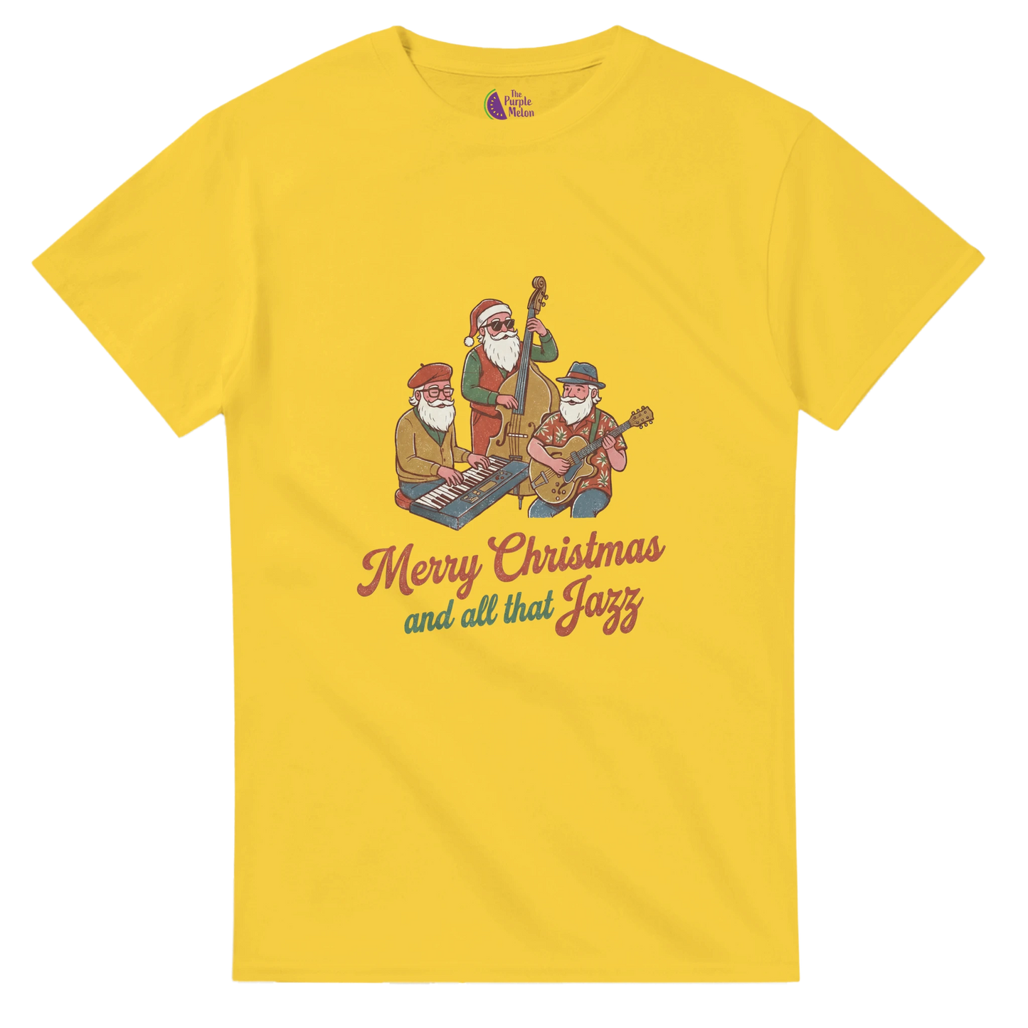 Merry Christmas and All That Jazz design printed on Gildan 5000 unisex T-shirt