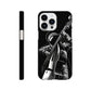 slim phone case with a double bass playing spaceman design