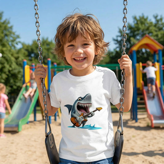 Shark Playing the Guitar Premium Kids Crewneck T-shirt