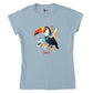 light blue t-shirt with a toucan print