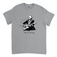 sports grey t-shirt with print of George Washington playing the guitar and the caption United We Jam
