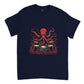 Navy blue t-shirt with an octopus playing the drums print