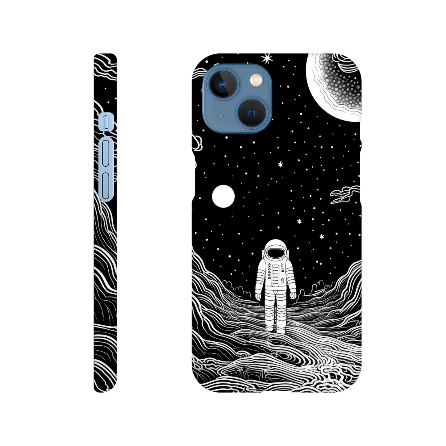 black and white slim spaceman phone case