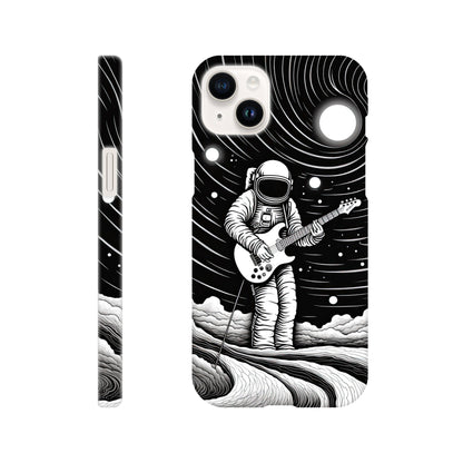 Galactic Harmony: Op Art Astronaut Guitarist Monochromatic Slim Phone Case