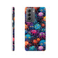 Vibrant Arachnid Elegance: Slim Phone Case with Colorful Hairy Spiders Pattern