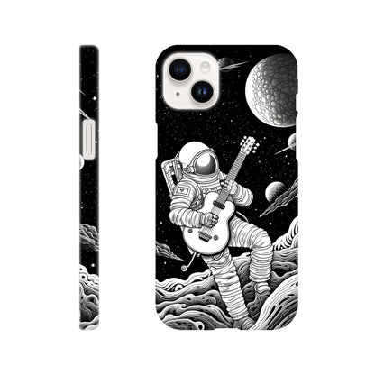 Space Serenade: Monochromatic Astronaut Guitarist in Space Phone Case