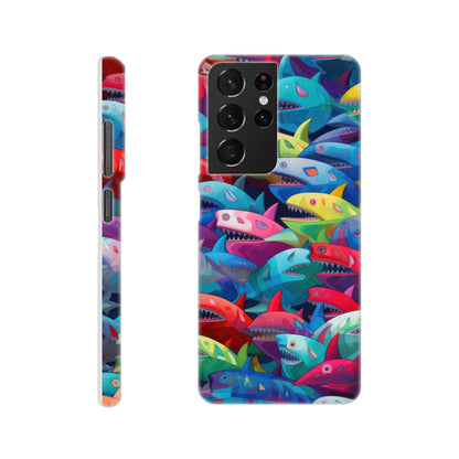 Vibrant Sharks: Slim Multicolored Phone Case - Protect and Flaunt in Style!