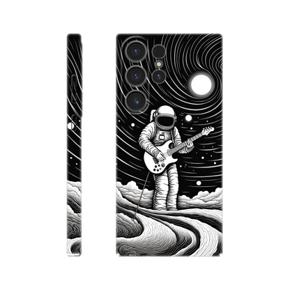 Galactic Harmony: Op Art Astronaut Guitarist Monochromatic Slim Phone Case