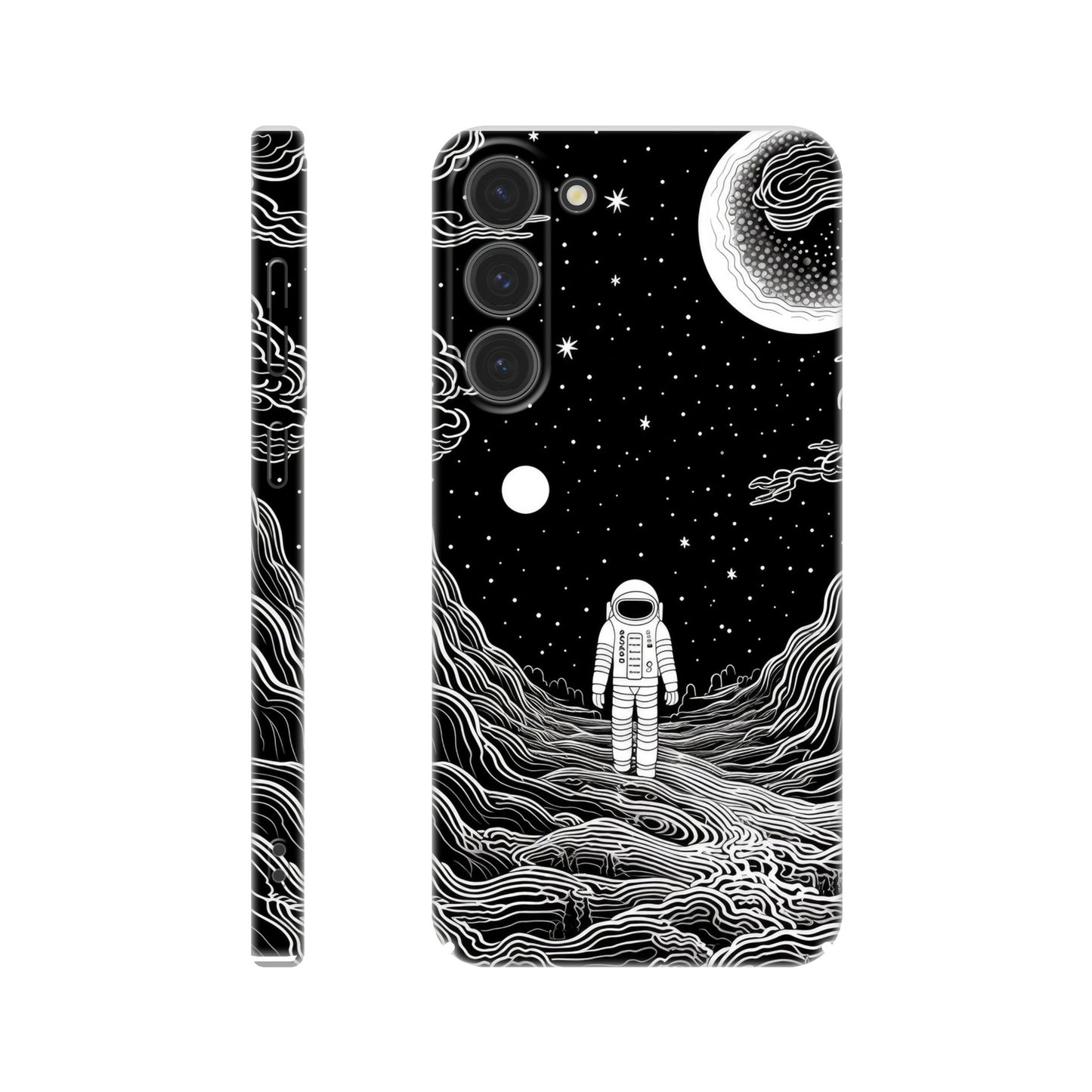 Discover Cosmic Elegance: Monochromatic Spaceman Slim Phone Case