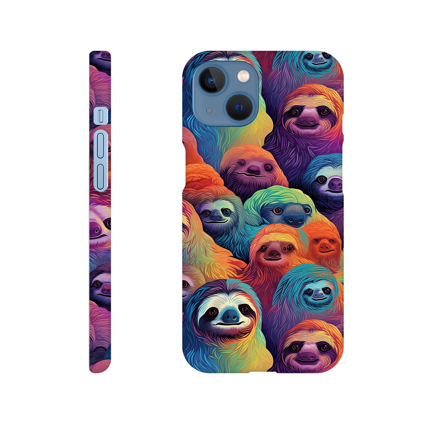 Slothful Delight: Multicolored Slim Phone Case for the Stylish and Playful