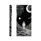 black and white slim spaceman phone case