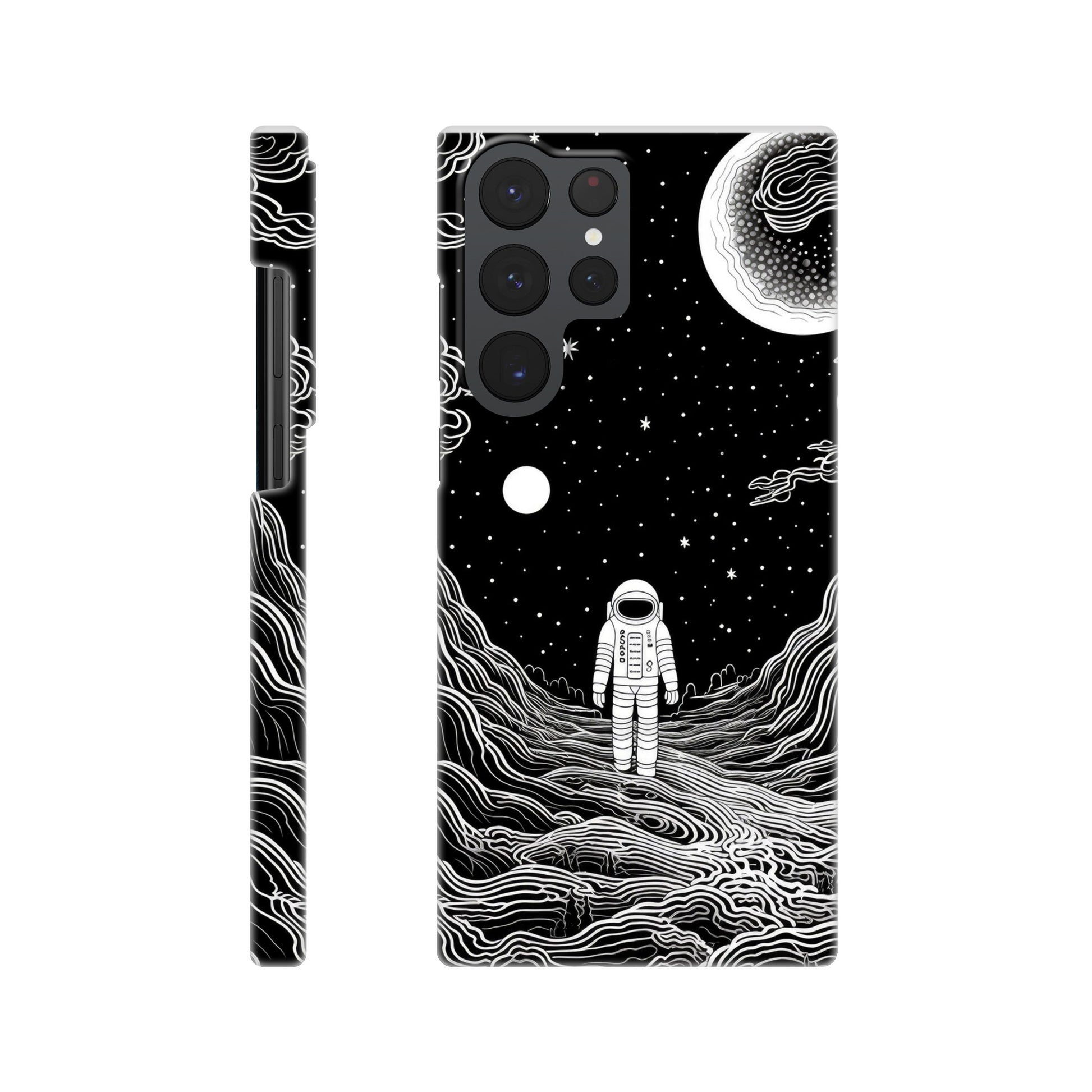 black and white slim spaceman phone case